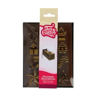Golden Christmas chocolate decoration, 12 pieces