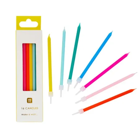 Candles rainbow colors 10 cm, 16 pieces