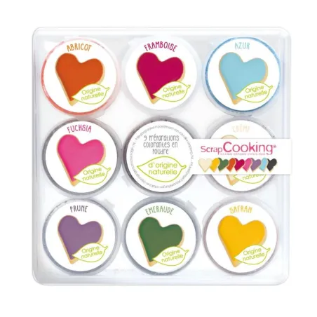 Natural food coloring in powder form, 9 pieces