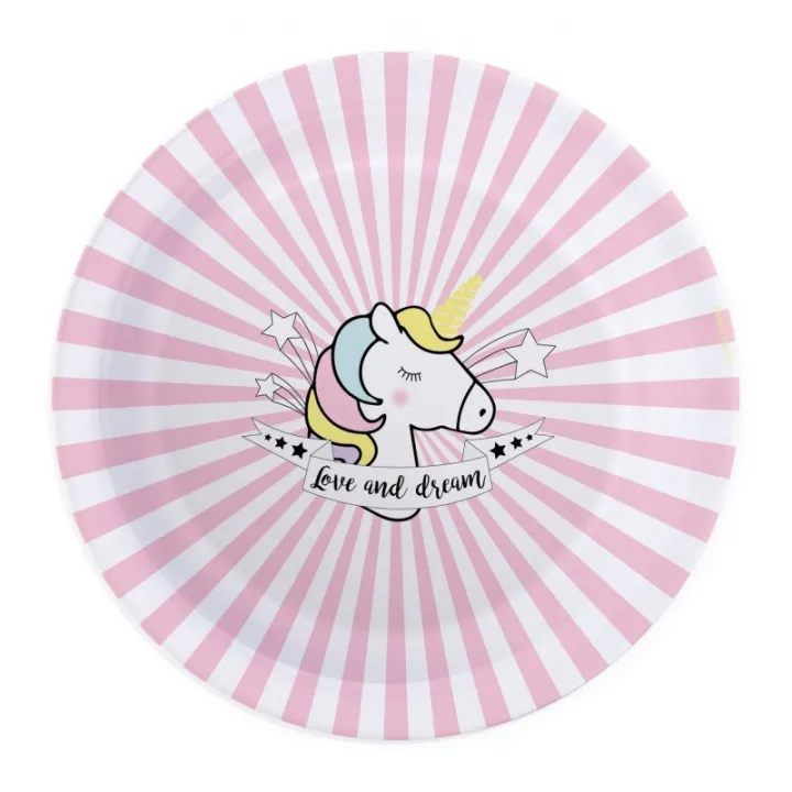 8 assiettes en carton licorne pour un buffet d'anniversaire féerique | miniSchoggi