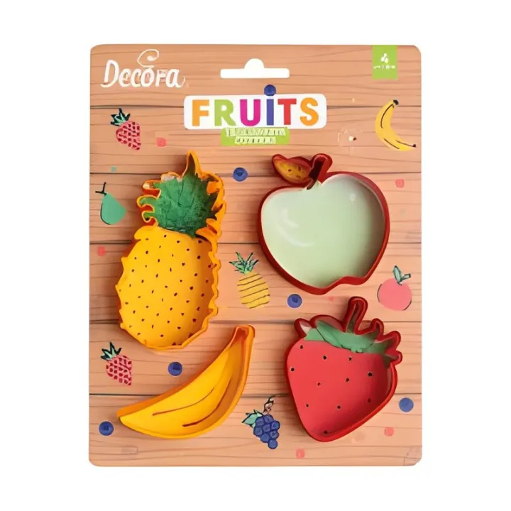 Cookie cutter set Fruits, 4-piece, plastic