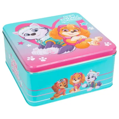 Guetzlidose Paw Patrol rosa/türkis 21×21×10 cm – Aufbewahrungsdose für Guetzli und Gebäck | miniSchoggi