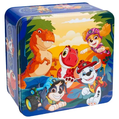 Guetzlidose Paw Patrol trifft Dinos 21×21×10 cm – Aufbewahrungsdose für Guetzli und Gebäck | miniSchoggi