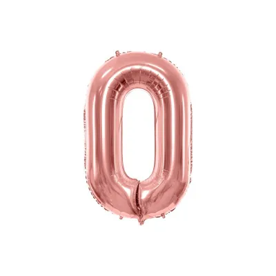 Grosser Luftballon Roségold Zahl 0 – 86 cm