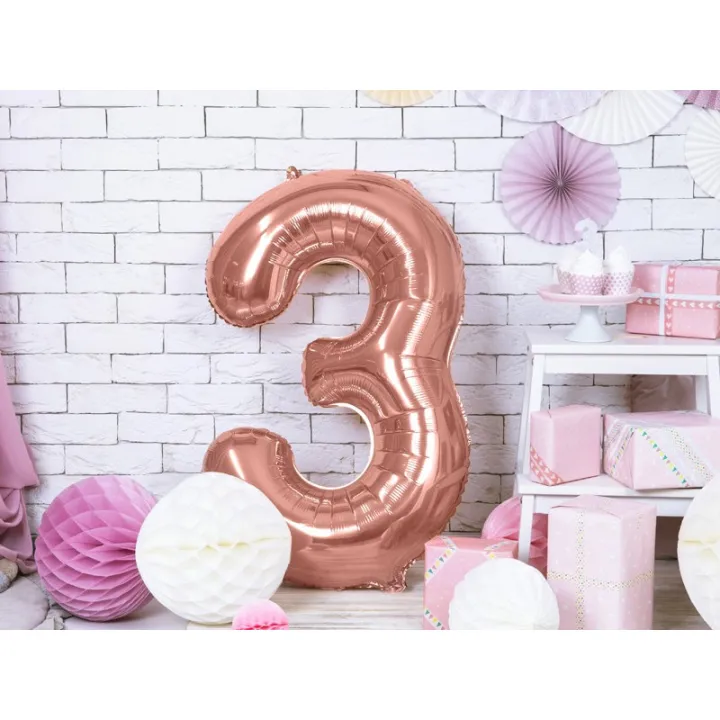 Large Balloon Rose Gold Number 3 – 86 cm