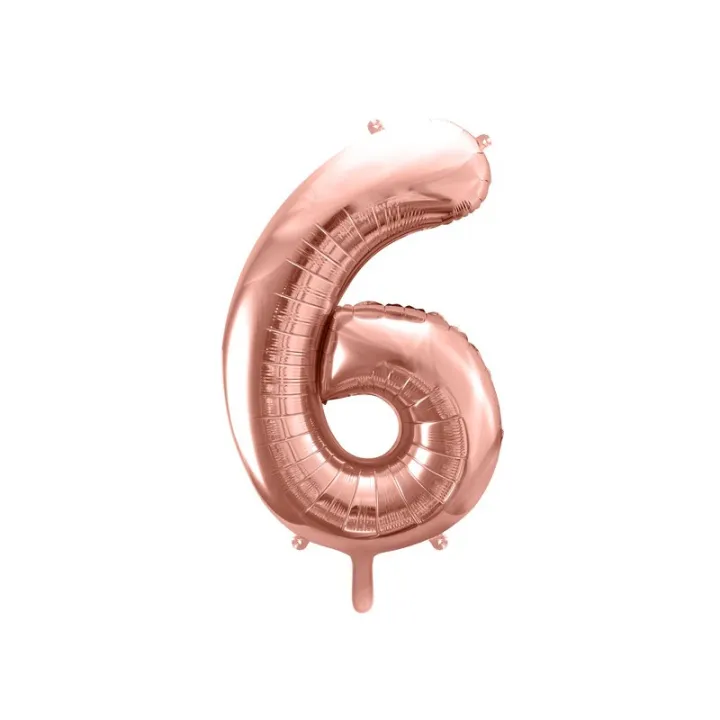 Grand ballon chiffre 6 or rosé – 86 cm