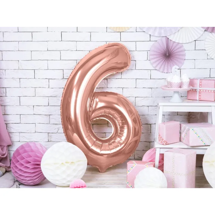 Large Balloon Rosegold Number 6 – 86 cm