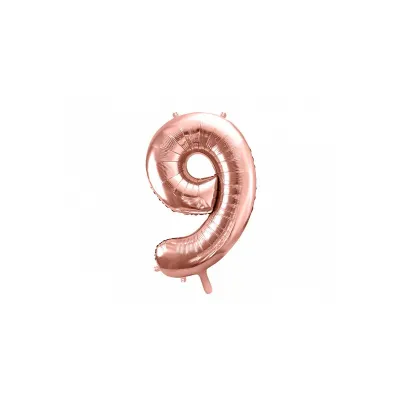 Grosser Luftballon Roségold Zahl 9 – 86 cm