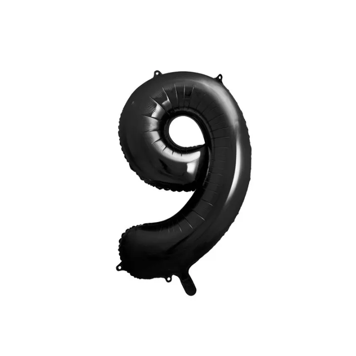 Large Foil Balloon Black Number 9 – 86 cm