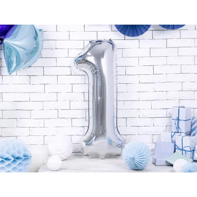 Large Foil Balloon Silver Number 1 – 86 cm