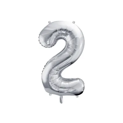 Grosser Folienballon Silber Zahl 2 – 86 cm
