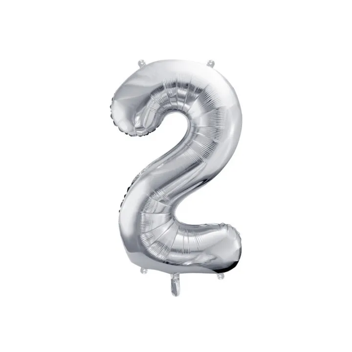Grande Palloncino in Foil Argento Numero 2 – 86 cm