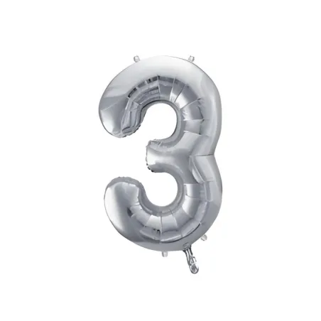 Grande palloncino foil argento numero 3 – 86 cm