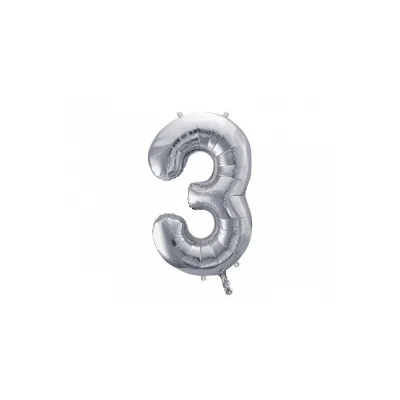 Grande palloncino foil argento numero 3 – 86 cm