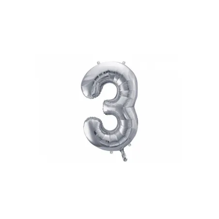 Large Silver Foil Balloon Number 3 – 86 cm