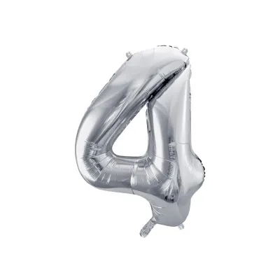 Grosser Folienballon Silber Zahl 4 – 86 cm