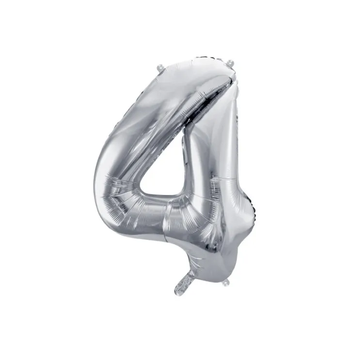 Large Foil Balloon Silver Number 4 – 86 cm