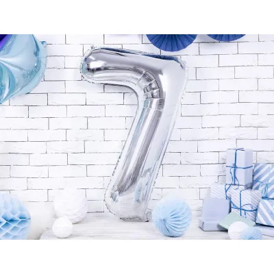 Large Foil Balloon Silver Number 7 – 86 cm