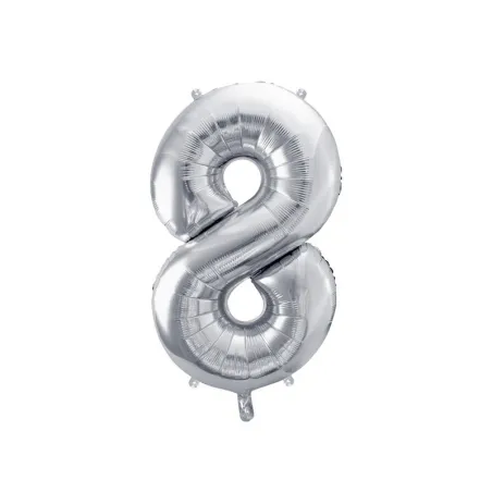 Large Foil Balloon Silver Number 8 – 86 cm