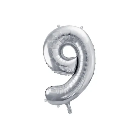 Large Foil Balloon Silver Number 9 – 86 cm