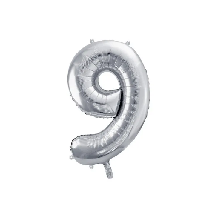 Large Foil Balloon Silver Number 9 – 86 cm