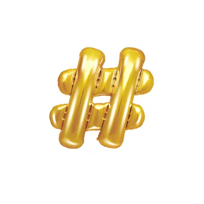 Goldener Ballon Hashtag-Zeichen – 35 cm