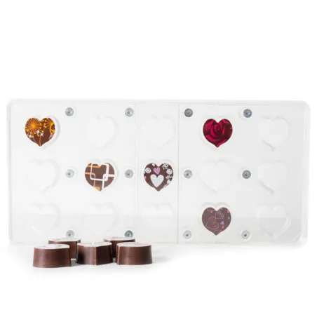 Magnetic Mould praline mold hearts, 15 pralines
