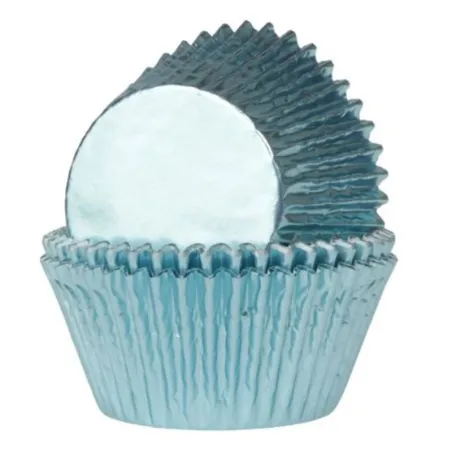 Baby blue metallic cupcake cases, 24 pieces