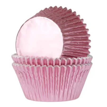 Baby pink metallic cupcake cases, 24 pieces