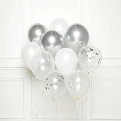 Ballonbouquet Silber, 10 Stück