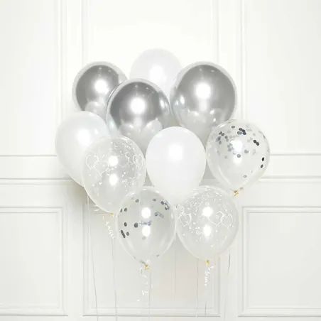 Ballonbouquet Silber, 10 Stück