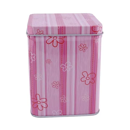 Tea caddy Pink flowers, 86 x 86 x 110 mm