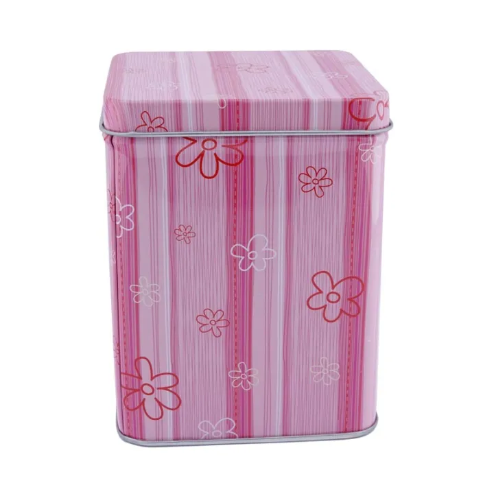 Tea caddy Pink flowers, 86 x 86 x 110 mm