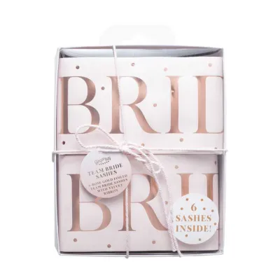 Team Bride sashes, 6 pieces