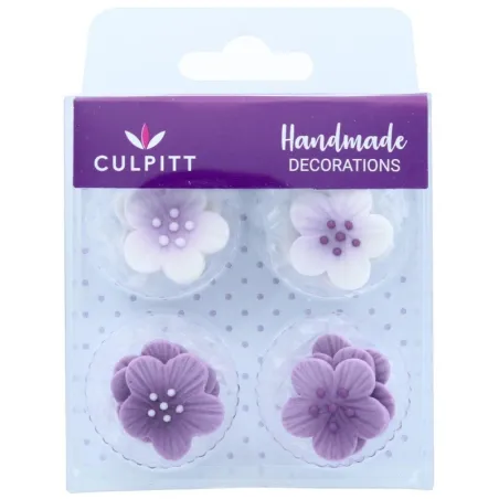 Décoration en sucre Fleurs Lilas, 12 pièces