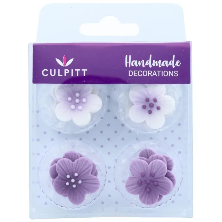 Décoration en sucre Fleurs Lilas, 12 pièces