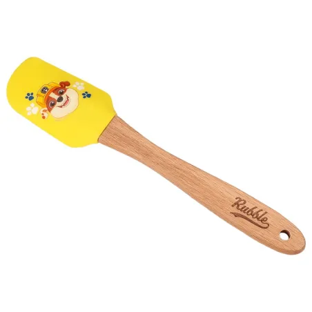 Spatule à pâte Paw Patrol Rubble 19 cm – manche en bois, tête en silicone, pour enfants | miniSchoggi