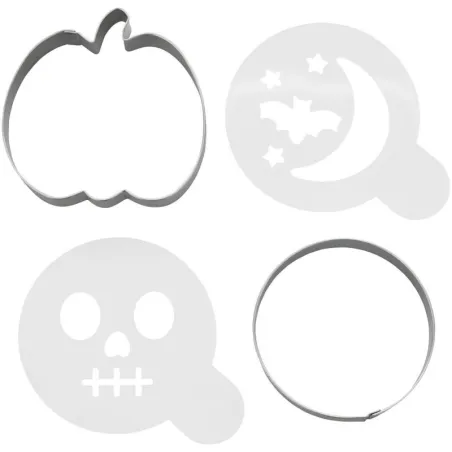 Set di stampini e tagliabiscotti per Halloween, 4 pezzi