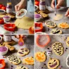 Halloween cookie cutter set, pumpkin & skull with stencil