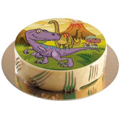 Dessus de gâteau en papier, dinos, Ø 20 cm