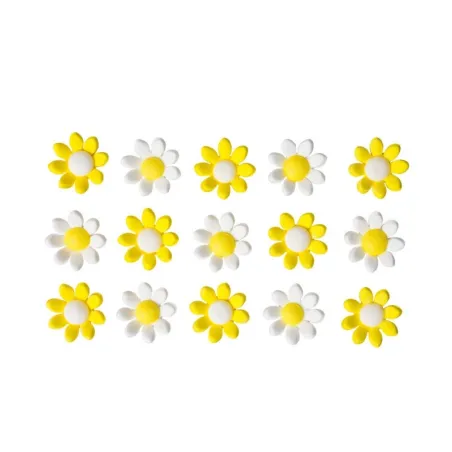 Décoration en sucre fleurs jaunes / blanches