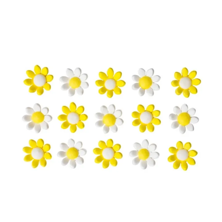 Decorazione in zucchero fiori gialli/bianchi