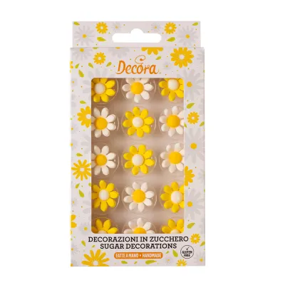 Decorazione in zucchero fiori gialli/bianchi