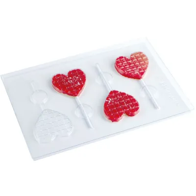 Cuori di lecca-lecca con stampo al cioccolato, 8 pezzi
