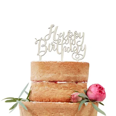 Cake Topper di buon compleanno in legno