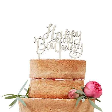 Happy Birthday Cake Topper made of wood