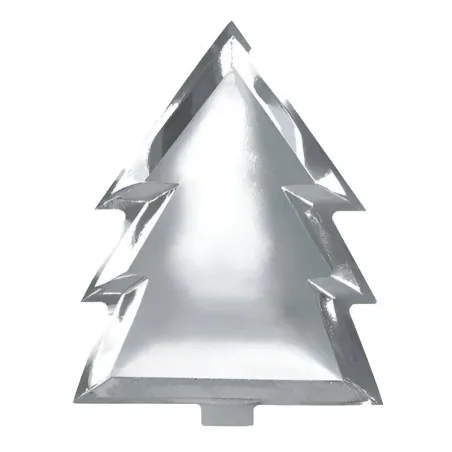 Piatto di carta con albero di Natale in argento, 6 pezzi.