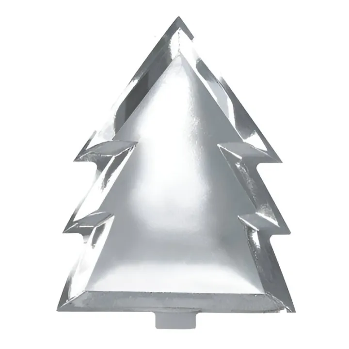 Piatto di carta con albero di Natale in argento, 6 pezzi.