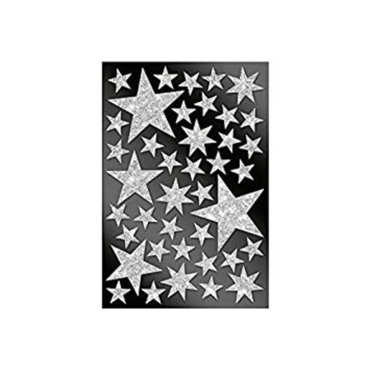 Adesivo Glitter Stars Argento, 40 adesivi