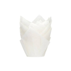 Cupcake molds tulips white, 36 pieces